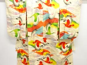 アンティーク　錦紗鶴模様着物